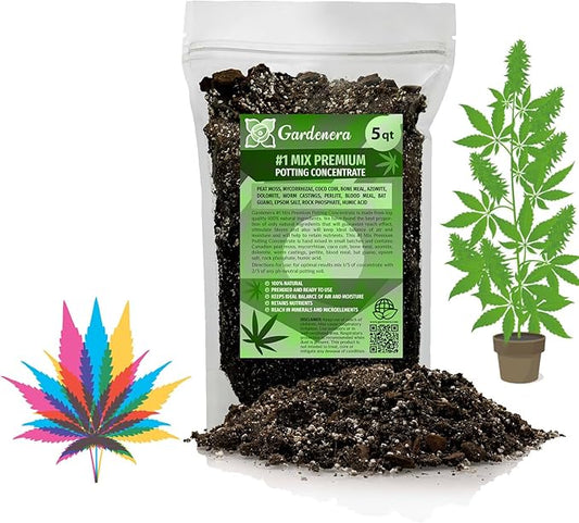Gardenera Premium JUST-ADD-Water Potting Soil Mix - Optimal Nutrient-Rich Blend for Thriving and HIGH-Yield Herbal Plants - 5 Quart