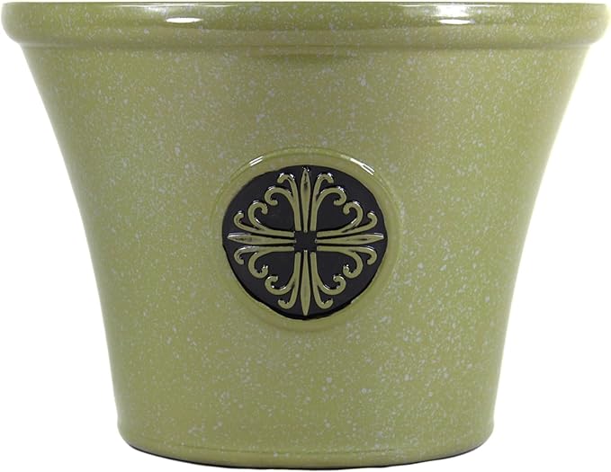 Garden Elements Round Plastic Logo Modern Planter, Lime Green, Large 14.75"