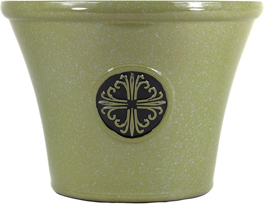 Garden Elements Round Plastic Logo Modern Planter, Lime Green, Large 14.75"