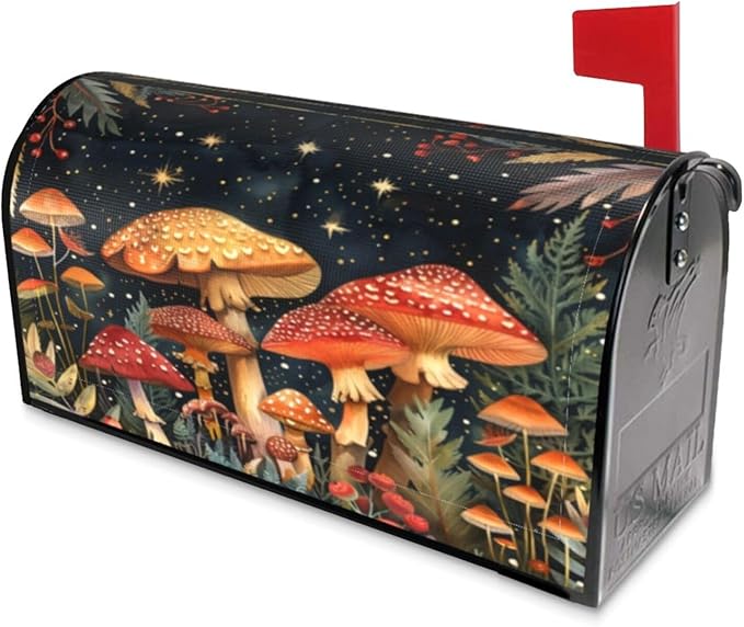 DADABULIU Mailbox Covers Mushroom Forest Vintage Magnetic Letter Post Box Cover Standard Size 25.5 x 21 Inch Garden Yard Home Decorative
