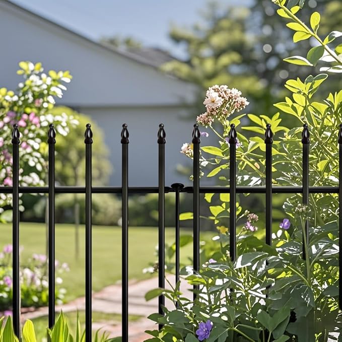 Metal Garden Fence 32 inch H x 24 inch W (5 Panels, Total Length 10 ft) No Need Dig Outdoor Rustproof Animal Barrier Fencing Border Fence for Dog, Patio,Yard, Landscape, Flower Bed