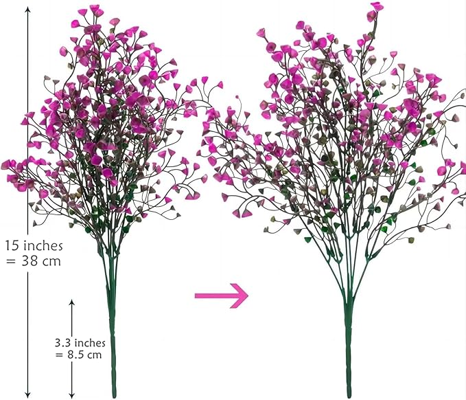 CATTREE Artificial Shrubs Bushes, Plastic Fake Plants Wedding Indoor Outdoor Home Garden Verandah Kitchen Office Table Centerpieces Arrangements Christmas Decoration Fuchsia 8 pcs