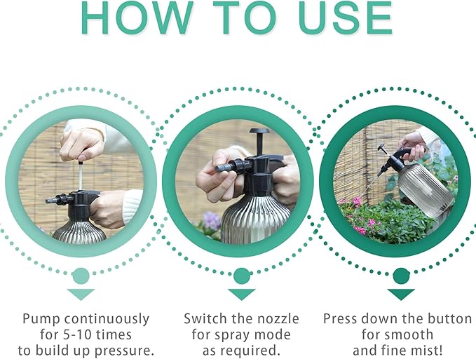 T4U Fine Mist Spray Bottle Plastic Grey 2L, Hand Held Pressure Plant Mister with Top Pump, Empty Water Sprayer Watering Can with Adjustable Nozzle for Indoor and Outdoor Gardening and Home Cleaning