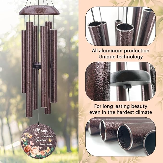 Personalized Memorial Wind Chime, Metal Wind Chime Deep Tone, Wind Chimes for Loss of Loved One, Commemorative Sympathy Bereavement Gifts, Decorative Wind Chimes Outdoor, Product in USA