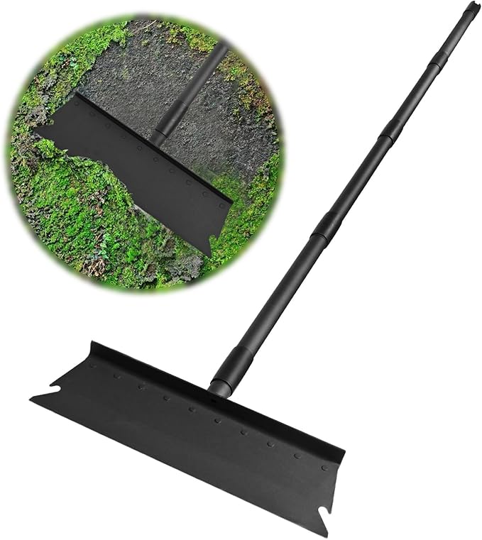 Larger Garden Cleaning Shovel, Floor Scraper, Ice Scraper, 63 Inch Adjustable Heavy Duty Snow Scraper Long Handle, Garden Flat Shovel for Lawn Edging Weeding Digging Snow Removal and Ice Scraping