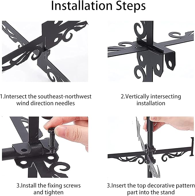 Weathervane Cast Iron Horse Wind Direction Indicator with Roof Mount Metal Decorations Wind Direction Indicator for Outdoor Roof Farm Yard