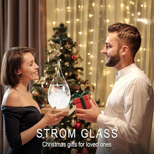 Storm Glass Weather Predictor, Christmas Gifts Drop-Shaped Weather Forecast Bottle, Unique Fashion Home Decor Weather Cool Gifts for Men Women