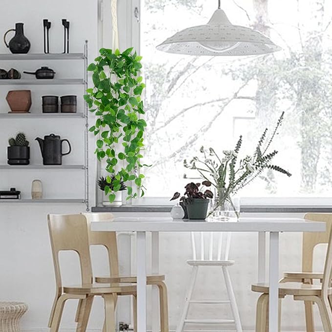 Fake Hanging Plants for Room Decor,1pcs Artificial Potted Plants Vines for Wall Home Office Aesthetic Living Kitchen Bathroom Coffee Table Shelf Indoor Outdoor Farmhouse Patio Decorations