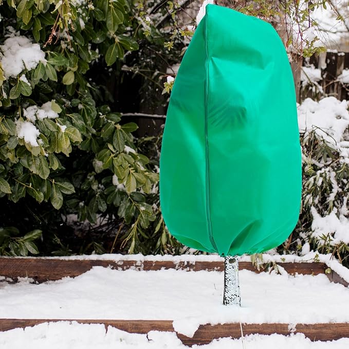 Homimp Plant Covers Freeze Protection, 8 Pack Frost Covers with Zipper Drawstring (31.5" x 47.3") Plant Protection Cover Bags for Outdoor Winter Frost Cold Weather Shrubs Trees Jacket Covers(Green)