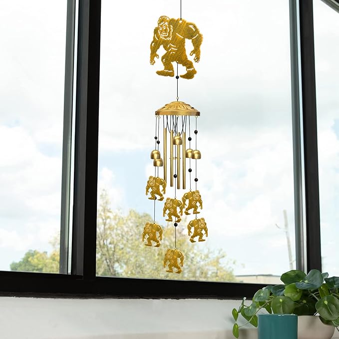 Bigfoot Wind Chimes for Outside, Metal Big Foot Sasquatch Wind Chime Outdoor Indoors with S Hook Hanging Home/Front Porch/Patio/Garden Decor, Unique Housewarming Birthday Memorial Gifts Unisex