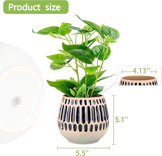 Ceramic Planter 4 Inch Plant Pots Indoor Outdoor Succulent Plant Pot Flower Pots Mid-Century Planter Ceramic Pot