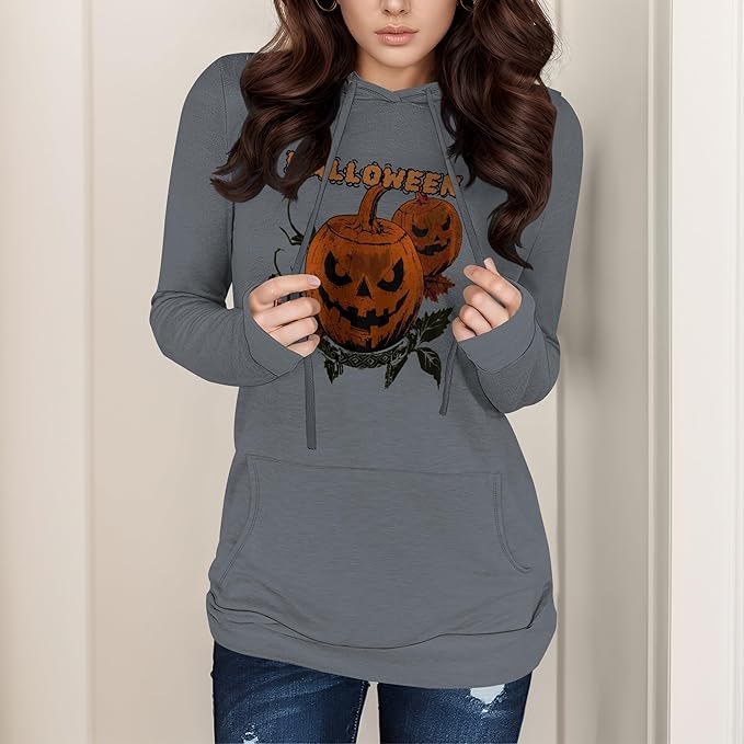 Halloween Womens Pullover Sweatshirts Trendy Drawstring Fall Sweatshirt Halloween Best Gift For Wife And Daughter