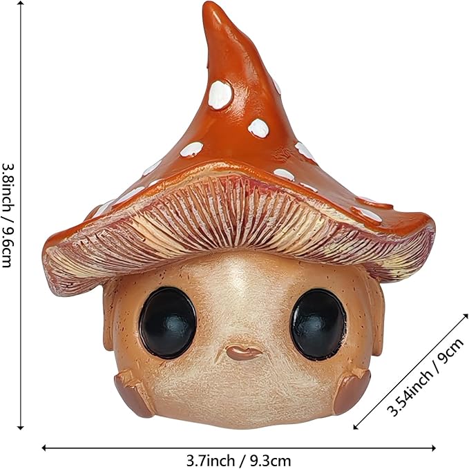 Whimsical Mushroom Garden Statue, Garden Mushrooms Outdoor Decor Gnome Garden Decor Fairy Garden Accessories for Yard, Patio, Home Desk, Backyard, Lawn Ornament Birthday Gift for Women and Men