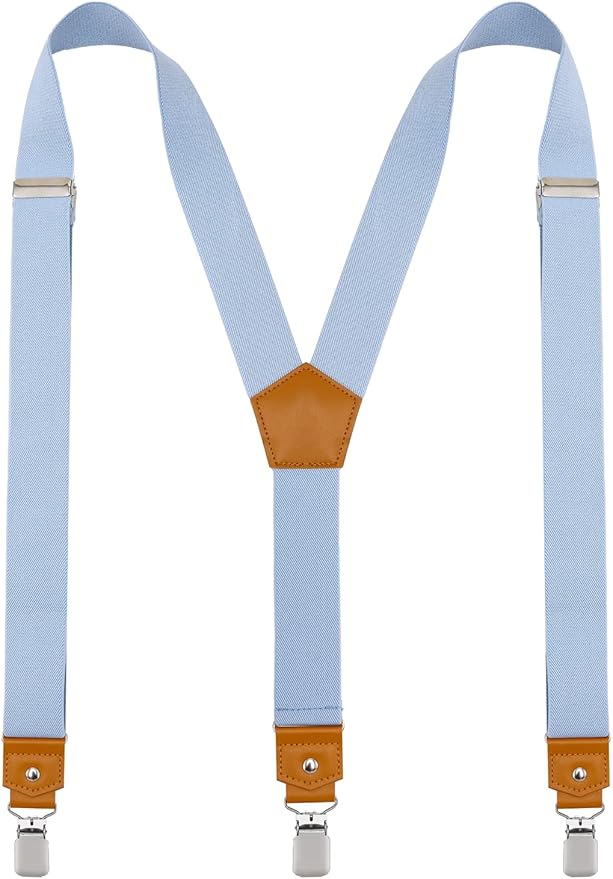 Suspenders for Men Y Back Adjustable Elastic with Strong Clips 47 Inches