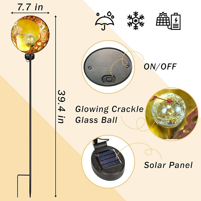 Fairy Solar Garden Light, Decorative Outdoor Statue, Moon Star Stake, Metal Sculpture for Yard, Lawn, Patio, Pathway, Housewarming, Birthday Gift for Mom, Grandma, Women (Fairy, 1)