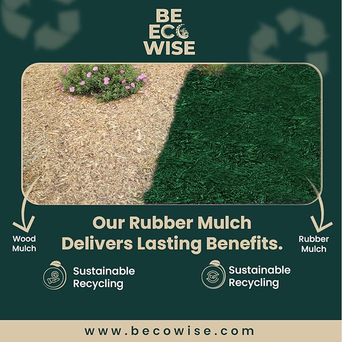– 100% Wire-Free Premium Grade Shredded Rubber Mulch for Playgrounds & Landscaping | Safe for Kids & Pets, No Replacement Needed, Ultra Durable | Green, 20 lb (1.2 cu ft)