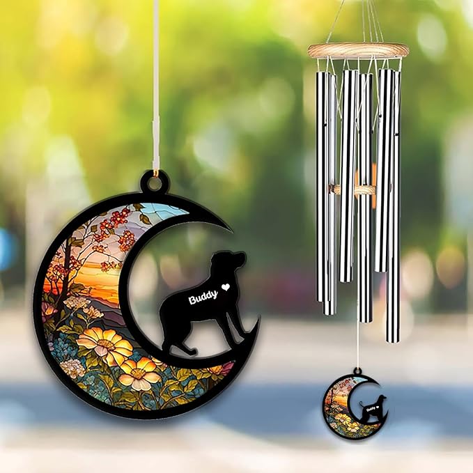 Greater Swiss Mountain Sun Catcher Wind Chime, Custom Sunflower Suncatcher Dog Memorial Wind Chime, Dog Loss Gift, Dog Sympathy Gift, Pet Loss Suncatcher, Outdoor Garden Decor