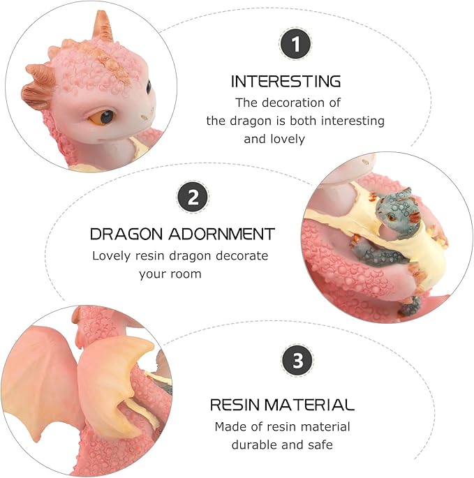 Mini Dragon Figurine, Resin Home Decor, Cute Ornaments, Lucky Animal Garden Statue for Micro Landscape (Mother and Baby)