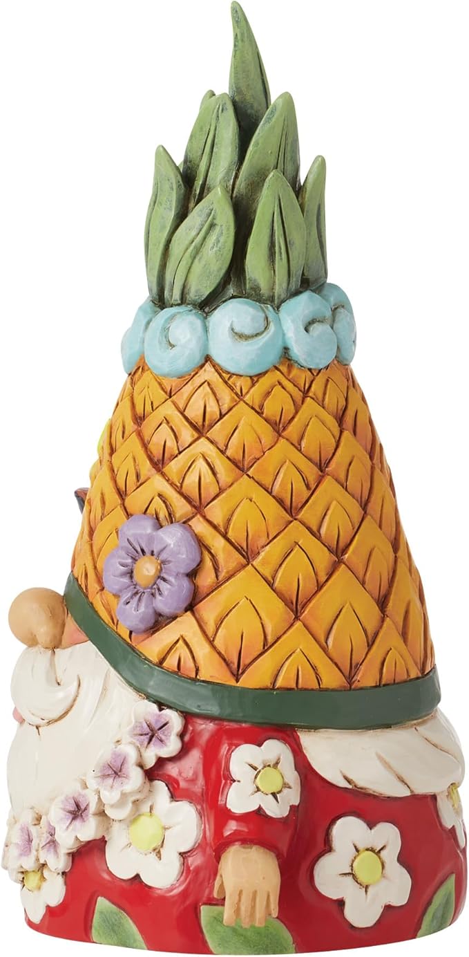 Enesco Jim Shore Heartwood Creek Coastal Tropical Pineapple Gnome Figurine- Stone Resin Hand Painted Crafted Collectible Gnomes Figurines Home Decor Statue, 5.5 Inch