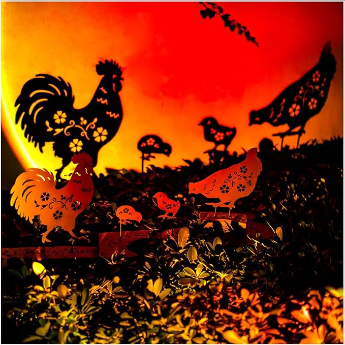 Chicken Metal Garden Stakes Decorative Chicken Gifts for Women/Men,Black Silhouette Statues for Yard Art,Outdoor Decor,Outside,Patio,Lawn Ornaments,Garden Decorations