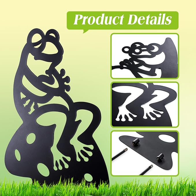 Frog Metal Garden Stakes Decorative Frog Gifts for Women/Men Lovers Gifts,Black Silhouette Statues for Yard Art,Outdoor Decor,Outside,Patio,Lawn Ornaments,Garden Decorations