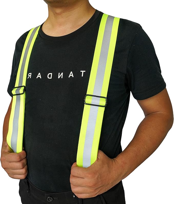 MELOTOUGH Suspenders with Non-Metal End Clip Reflective Safety Belt Clip