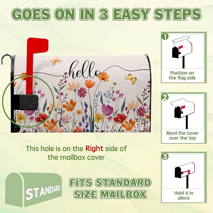 Spring Mailbox Cover Watercolor Summer Mailbox Covers Magnetic Standard Size Colorful Floral Mail Box Wrap Butterfly Decorations for Outside Garden Yard Fall Summer Autumn