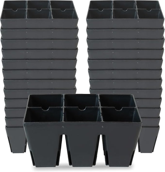 Epic Gardening Reusable Seed Starter Tray - 6 Cell/24 Seedling Starter Trays - Easy Watering, Indoor Greenhouse, Plant Starter, Gardener-Friendly for Seedlings | UV-Treated & BPA-Free - Black