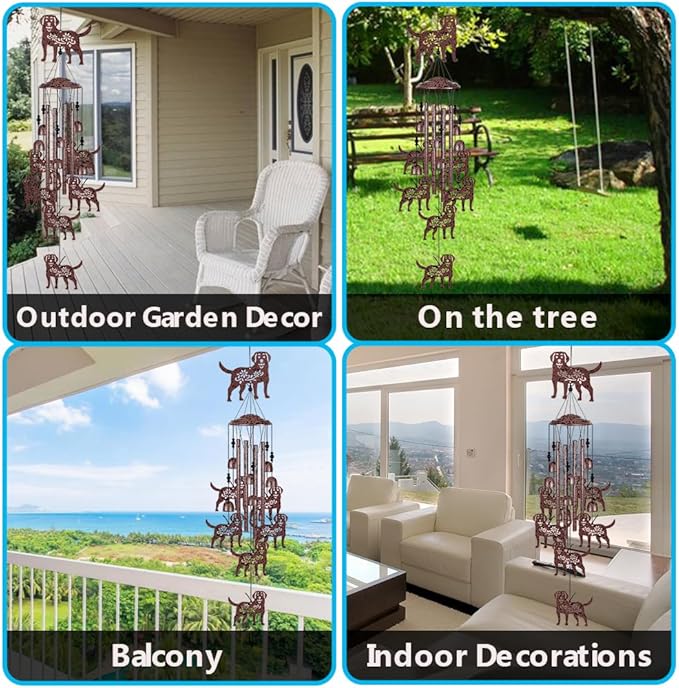 Outdoor Dog Wind Chimes Decoration, Memorial Wind Bells, Mobile Chimes, Blessing Wind Chime, Romantic Wind Catcher, Puppy Decor, 7 Dogs Wind Chimes Gifts for Mom, Home, Balcony, Tree, Festival, Garden