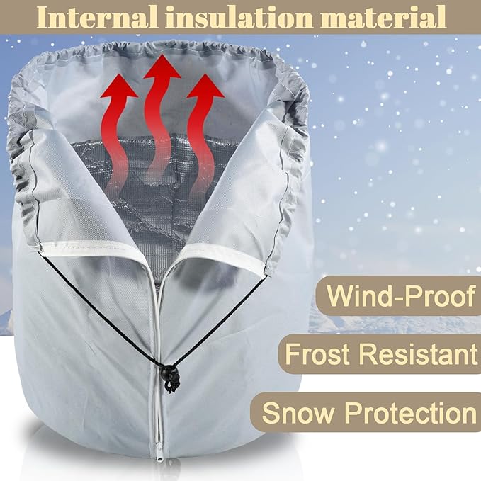 Plant Winter Protection Pot for Winter - Anti-Frost Winter Pot Plant Cover with Drawstring and Zipper,17.7" x 19.7" Plant Pot Frost Protection Bag for Winter Outdoor Fruit Trees ,Bonsai plants ,Shrubs