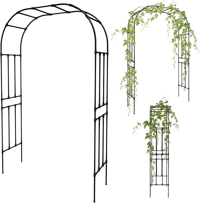 Olle Garden Arbor 95" High 59" Wide Easy to Assemble Wedding Arches for Ceremony Lightweight Garden Trellis Arch Garden Arch Trellis for Climbing Plants, Black