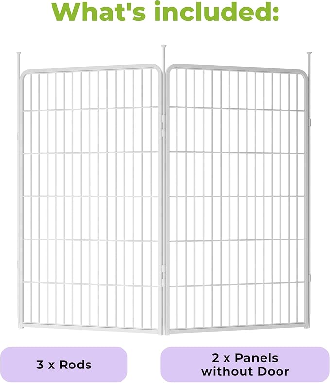 SunsGrove Garden Fence 45 in(H) x 4.5 ft(L) 2 Panels, Heavy Duty Metal Animal Barrier Fence for Dogs, Easy No-Dig Setup, Decorative Dog Fences, White