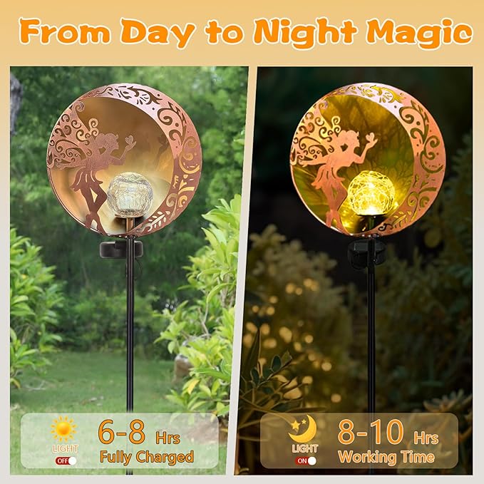 Unique Birthday Gifts for Women Mom Grandma,Solar Fairy Garden Lights Outdoor Decor,Housewarming Gifts New Home for Patio, Lawn, Yard, Pathway