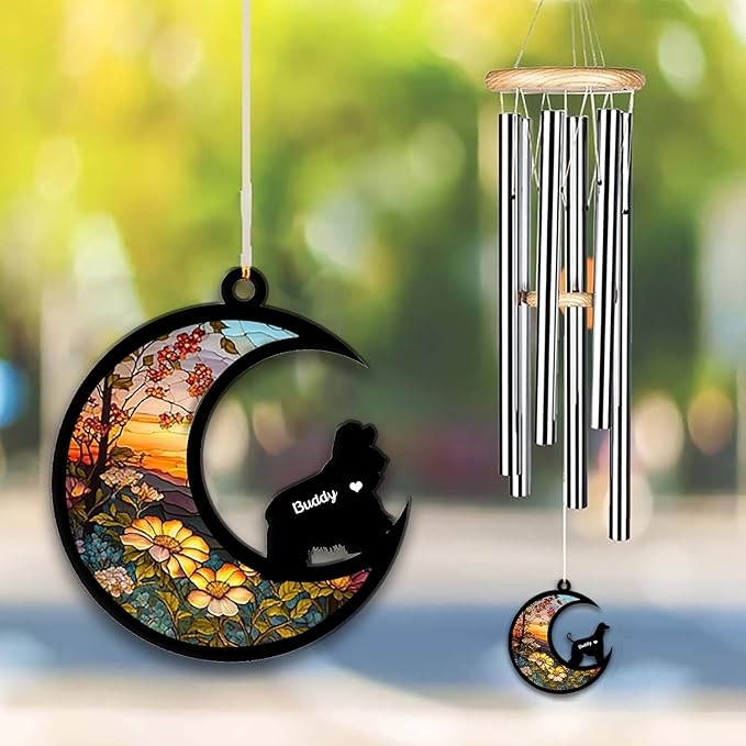 American Cocker Spaniel Sun Catcher Wind Chime, Custom Sunflower Suncatcher Dog Memorial Wind Chime, Dog Loss Gift, Dog Sympathy Gift, Pet Loss Suncatcher, Outdoor Garden Decor
