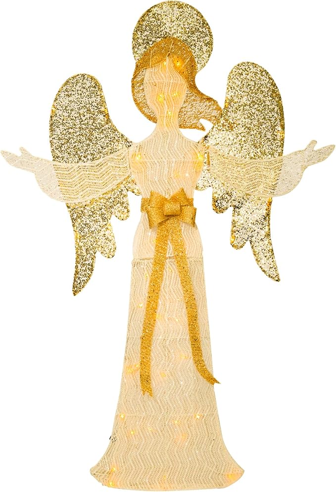 Christmas Outdoor Decorations Lighted Angel 48" Xmas LED Warm Lights Decor Indoor, Large Outdoor Holiday Decorations for Home, Yard, Garden, Porch