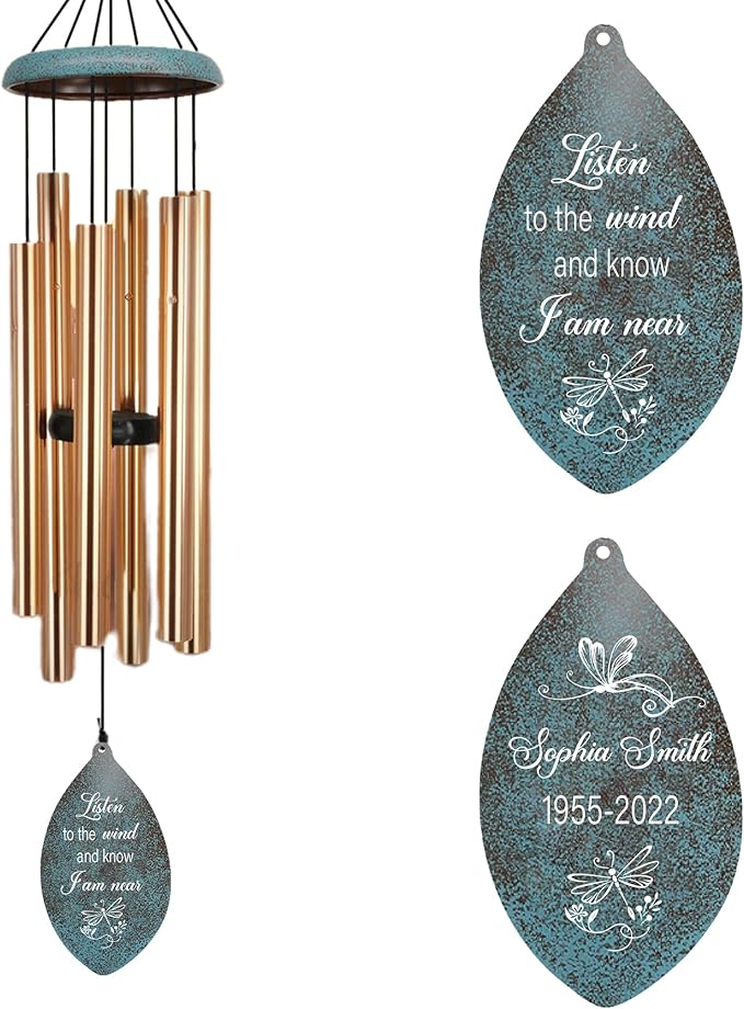 ASTARIN Personalized Name 35" Memorial Wind Chimes for Outside, Metal Sympathy Gifts for Loss of Mother Father Loved One, Bereavement Wind Chime in Memory Gift, Decor Outdoor Garden Patio