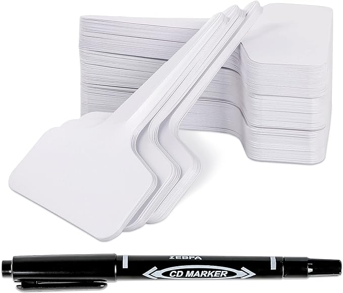 200pcs 4 Inch T-Type Plant Name Tags - Waterproof Plastic Garden Labels with Permanent Marking Pen