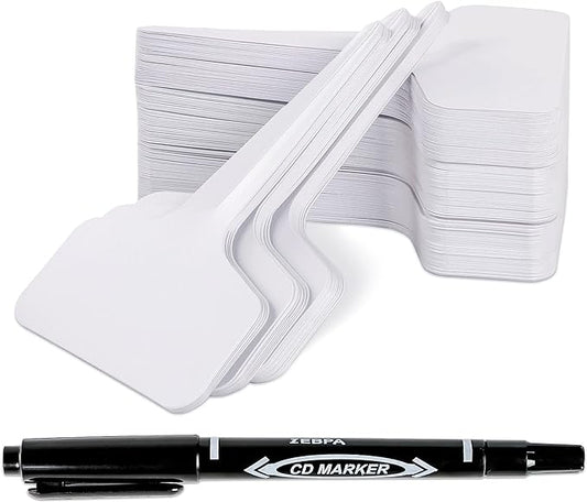 200pcs 4 Inch T-Type Plant Name Tags - Waterproof Plastic Garden Labels with Permanent Marking Pen