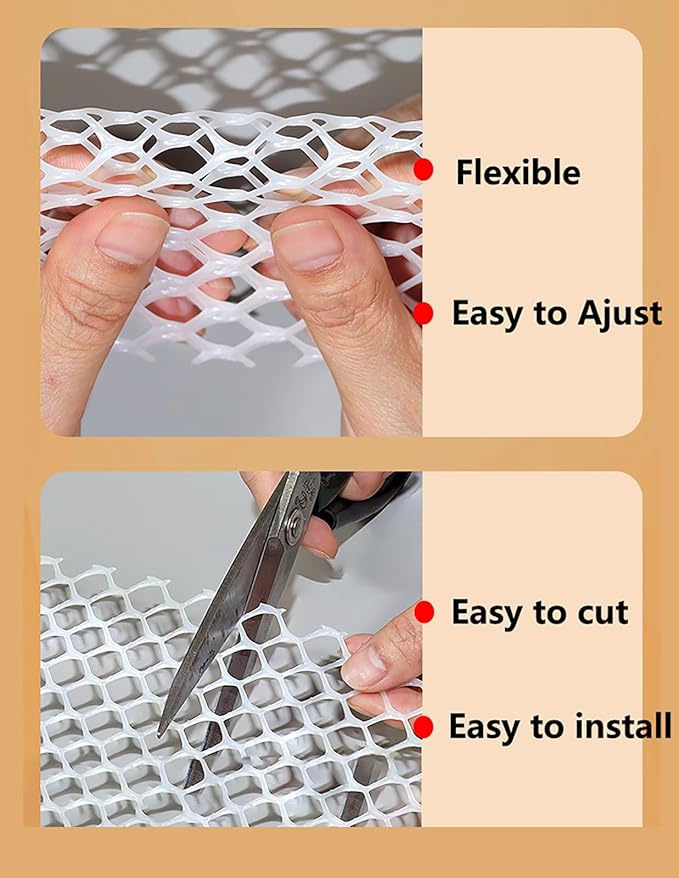 XIFENG Plastic Chicken Wire Mesh Fence Roll, Plastic Fencing Poultry Fencing Netting for Garden Fencing Farm Cats Dogs Rabbit Snake Animal Barrier(Size:0.7''mesh-98'L x 3.3'W Roll,Color:Green)