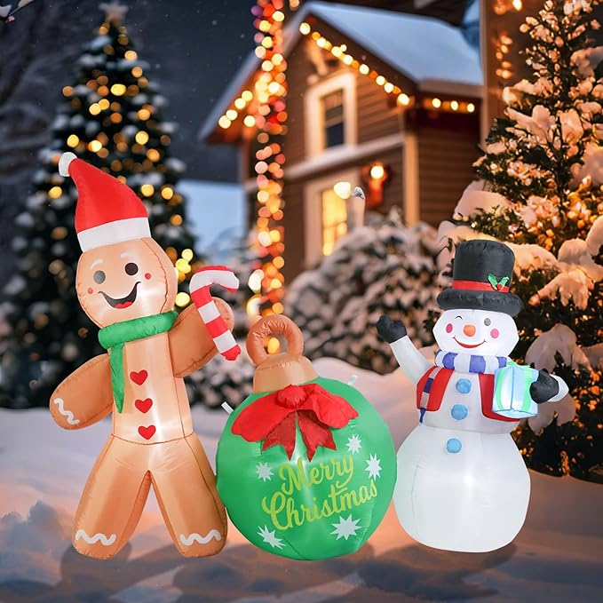 Taman 6.2 FT Christmas Inflatable Decorations, Gingerbread Man with Snowman Propeller Built-in Bright LED Light Blow Up for Yard, Garden,Lawn Outdoor Holiday Yard Decorations