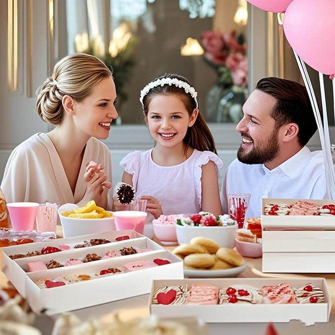 RomanticBaking 51 Pack 12x2¼x2 Inch Long Bakery Boxes with Full Window Drawer Strawberry Boxes,Macaron boxes,Chocolate Boxes Truffle Boxes