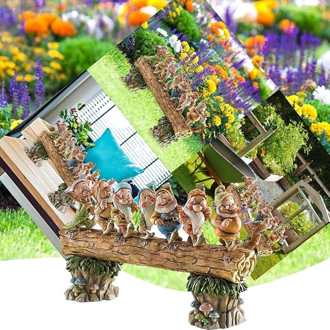 Dan&Dre Garden Gnome Statue - Cute 7 Gnome Dwarfs Elves Fairy Ornaments, Weather- Resist Goblin Statue, Indoor Outdoor Decoration for Gardens,Trees, Flower Beds, Fences, Sidewalks