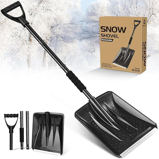 Snow Shovel, Emergency Shovels for Driveway with D-Handle, Overall 41-Inch Long Garden Shovel for Car, Garden Tools, Black