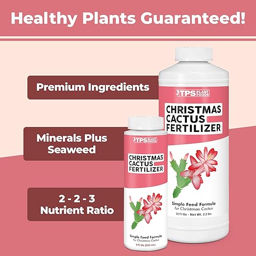 TPS NUTRIENTS Christmas Cactus Fertilizer for All Christmas Cacti and Schlumbergera Cacti, Liquid Plant Food 8 oz (250mL)