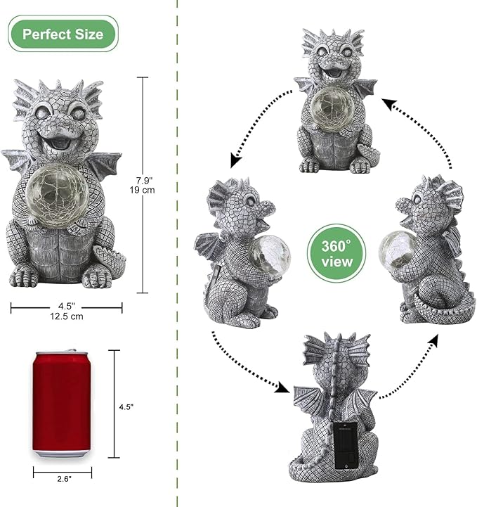 Qeeman Garden Decor Statues: Mothers Day Birthday Gifts for Mom Grandma Women Sister Wife Lady Lover - Front Patio Balcony Yard Art Lawn Ornaments Porch Outdoor Outside Decorations (Dragon)