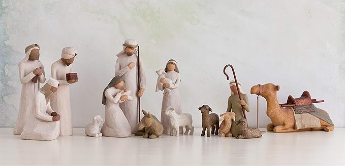 Willow Tree The Three Wisemen, Follow a Star to Find the Light of the World, Set of Walking, Bowing, Kneeling Figures Carrying Gifts for Holy Family, Sculpted Hand-Painted Figures for Classic Nativity