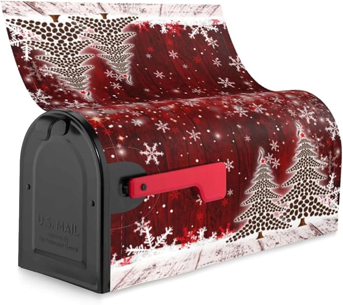 Christmas Mailbox Covers Xmas Tree Snowflake Magnetic Letter Post Box Cover Standard Size 21 x 18 Inch Garden Yard Home Decorative
