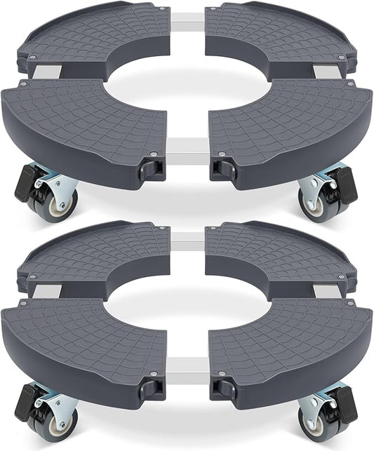 W B D WEIBIDA 2 Pack Round Dolly with Wheels Heavy Duty 440 Lbs Capacity, Rolling Plant Stand Adjustable Roller Base for Large Pots, Barrel, Drum, Cart with Casters