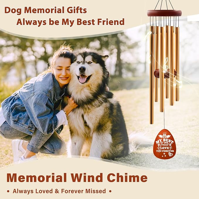 Dog Memorial Gifts for Loss of Dog, 25" Pet Memorial Gifts for Loss of Dogs Wind Chimes, Bereavement Gift for Cherished, Pet Remembrance Gift in Memory of Dogs