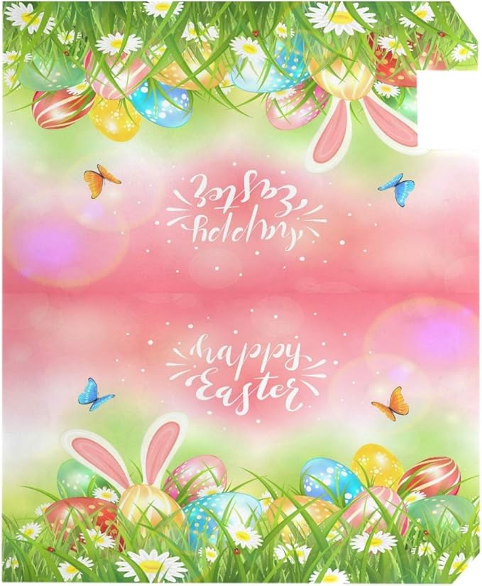 ALAZA Spring Flowers Butterfly with Rabbit Bunny Ears and Easter Eggs Magnetic Mailbox Cover MailWraps Garden Yard Home Decor for Outside Oversized-25.5" x20.8"